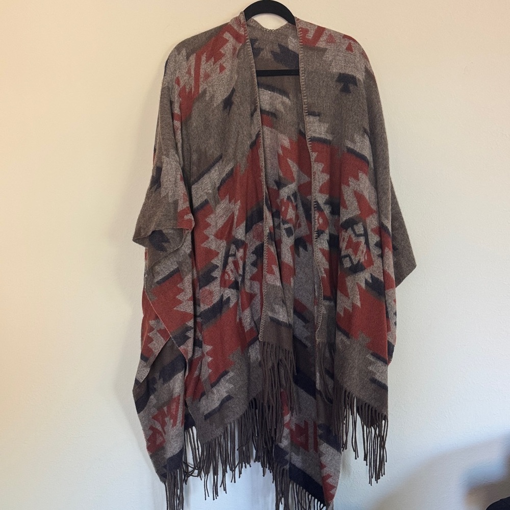 Pendleton Wool Patterned Fringe Shawl - image 1
